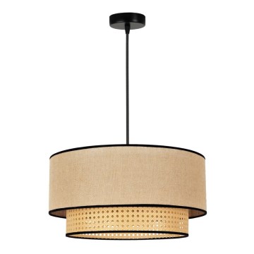 Duolla - Lustr na lanku BOHO 1xE27/15W/230V pr. 45 cm béžová/ratan