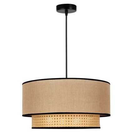 Duolla - Lustr na lanku BOHO 1xE27/15W/230V pr. 45 cm béžová/ratan