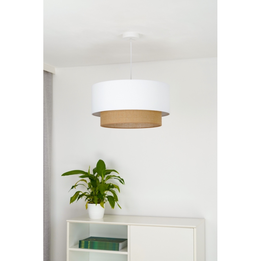 Duolla - Lustr na lanku BOHO 1xE27/15W/230V pr. 45 cm bílá/hnědá