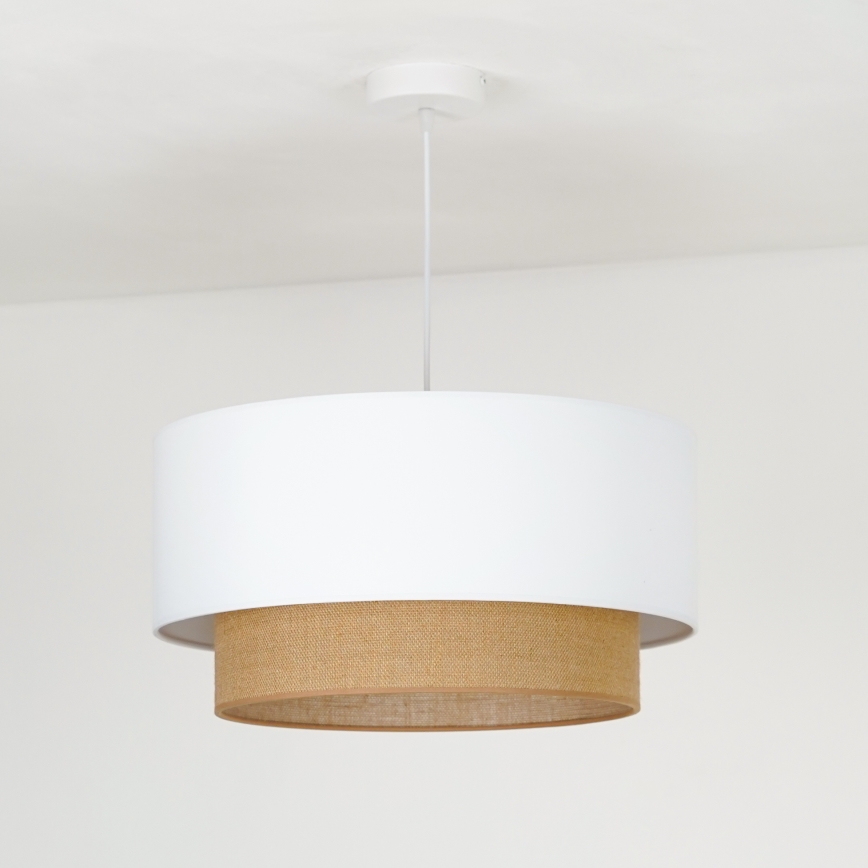 Duolla - Lustr na lanku BOHO 1xE27/15W/230V pr. 45 cm bílá/hnědá