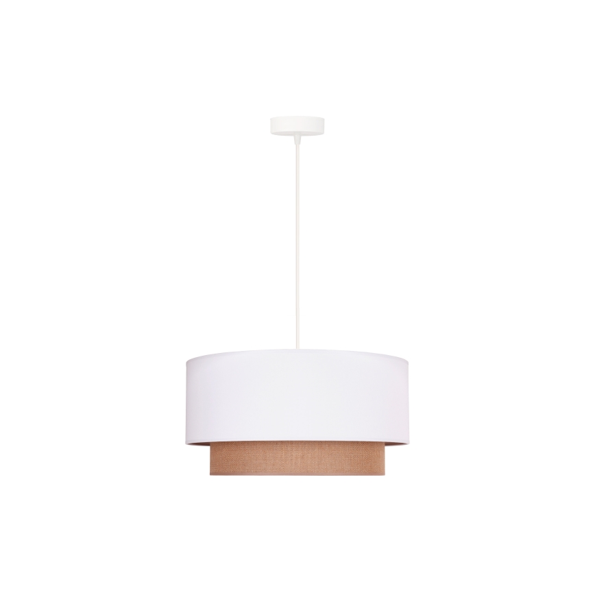 Duolla - Lustr na lanku BOHO 1xE27/15W/230V pr. 45 cm bílá/hnědá