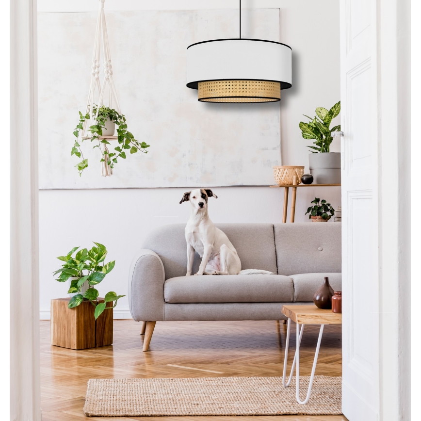 Duolla - Lustr na lanku BOHO 1xE27/15W/230V pr. 45 cm bílá/ratan