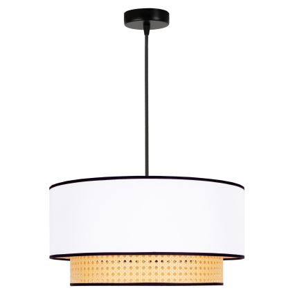 Duolla - Lustr na lanku BOHO 1xE27/15W/230V pr. 45 cm bílá/ratan