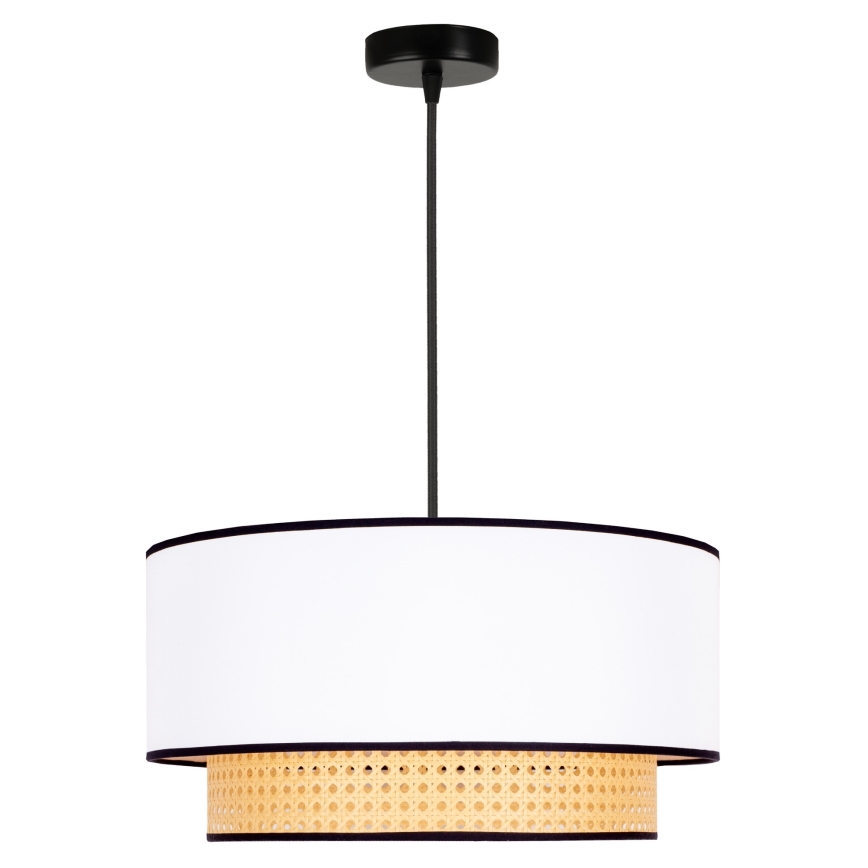 Duolla - Lustr na lanku BOHO 1xE27/15W/230V pr. 45 cm bílá/ratan