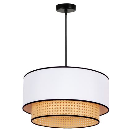 Duolla - Lustr na lanku BOHO 1xE27/15W/230V pr. 45 cm bílá/ratan