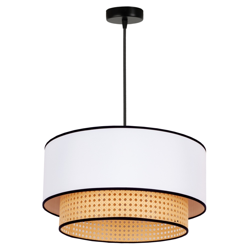 Duolla - Lustr na lanku BOHO 1xE27/15W/230V pr. 45 cm bílá/ratan