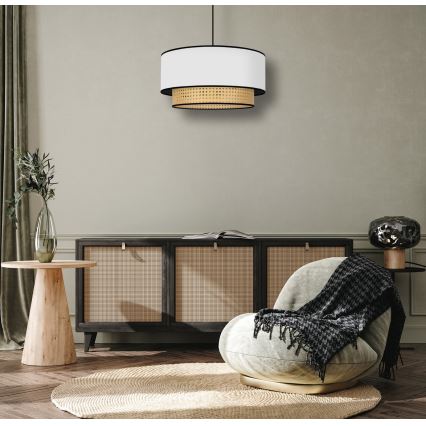 Duolla - Lustr na lanku BOHO 1xE27/15W/230V pr. 45 cm bílá/ratan