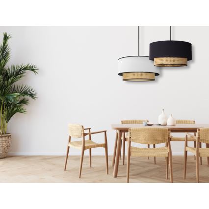 Duolla - Lustr na lanku BOHO 1xE27/15W/230V pr. 45 cm bílá/ratan