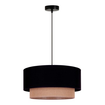 Duolla - Lustr na lanku BOHO 1xE27/15W/230V pr. 45 cm černá/hnědá