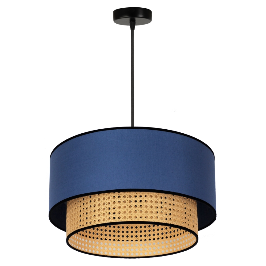 Duolla - Lustr na lanku BOHO 1xE27/15W/230V pr. 45 cm modrá/ratan
