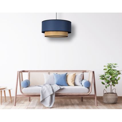Duolla - Lustr na lanku BOHO 1xE27/15W/230V pr. 45 cm modrá/ratan