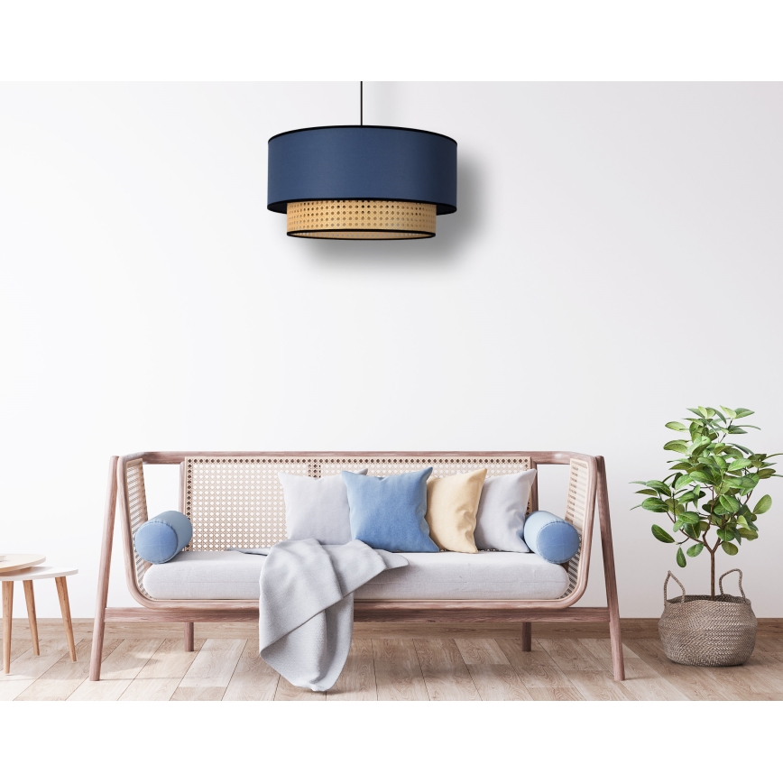 Duolla - Lustr na lanku BOHO 1xE27/15W/230V pr. 45 cm modrá/ratan