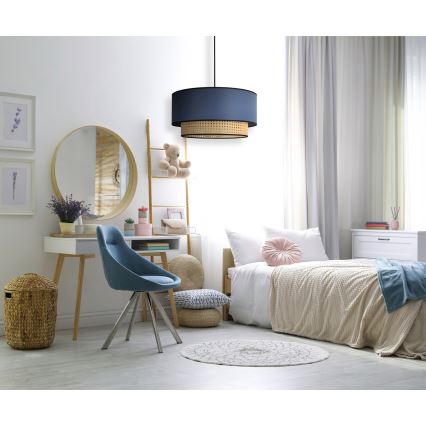 Duolla - Lustr na lanku BOHO 1xE27/15W/230V pr. 45 cm modrá/ratan