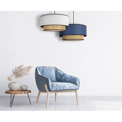 Duolla - Lustr na lanku BOHO 1xE27/15W/230V pr. 45 cm modrá/ratan