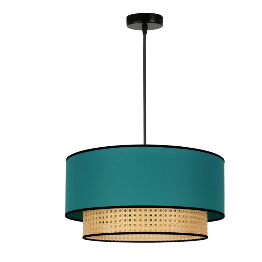 Duolla - Lustr na lanku BOHO 1xE27/15W/230V pr. 45 cm tyrkysová/ratan