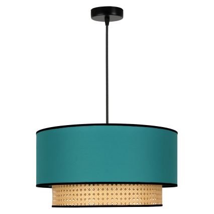 Duolla - Lustr na lanku BOHO 1xE27/15W/230V pr. 45 cm tyrkysová/ratan