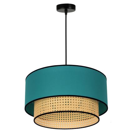 Duolla - Lustr na lanku BOHO 1xE27/15W/230V pr. 45 cm tyrkysová/ratan