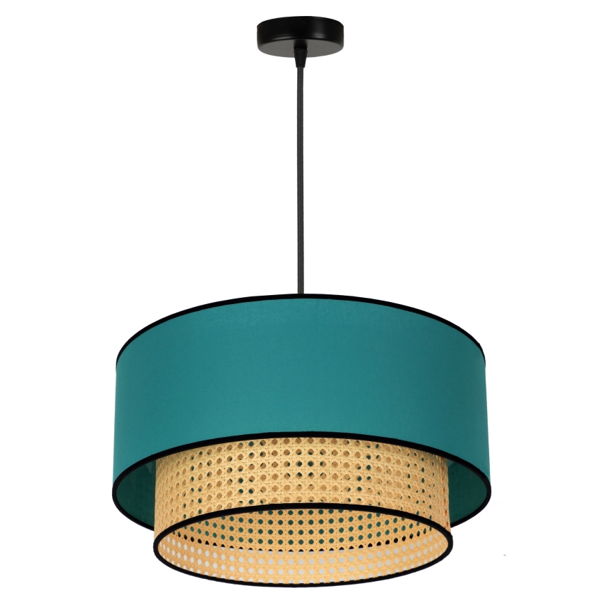 Duolla - Lustr na lanku BOHO 1xE27/15W/230V pr. 45 cm tyrkysová/ratan