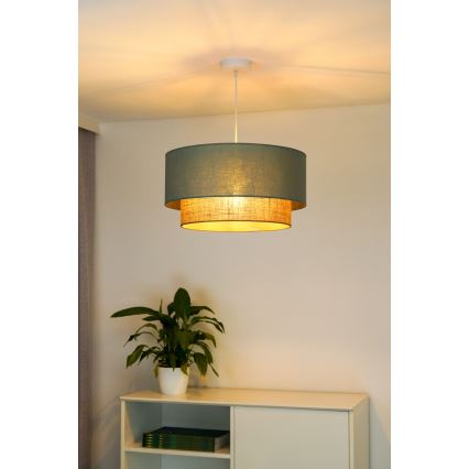 Duolla - Lustr na lanku BOHO 1xE27/15W/230V pr. 45 cm zelená/hnědá