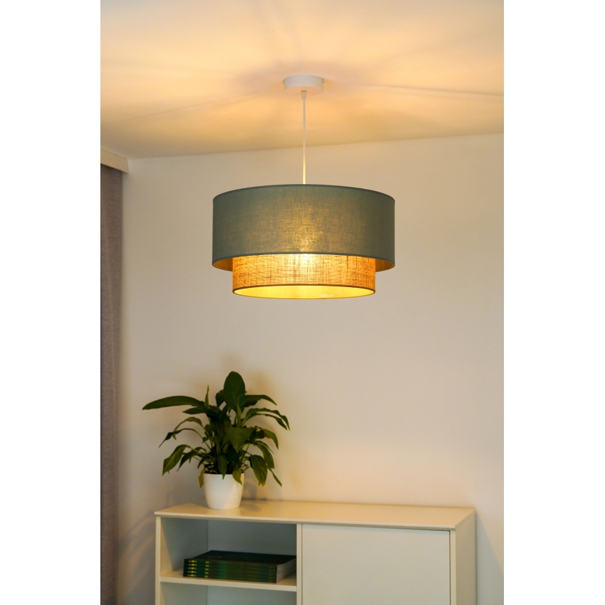 Duolla - Lustr na lanku BOHO 1xE27/15W/230V pr. 45 cm zelená/hnědá
