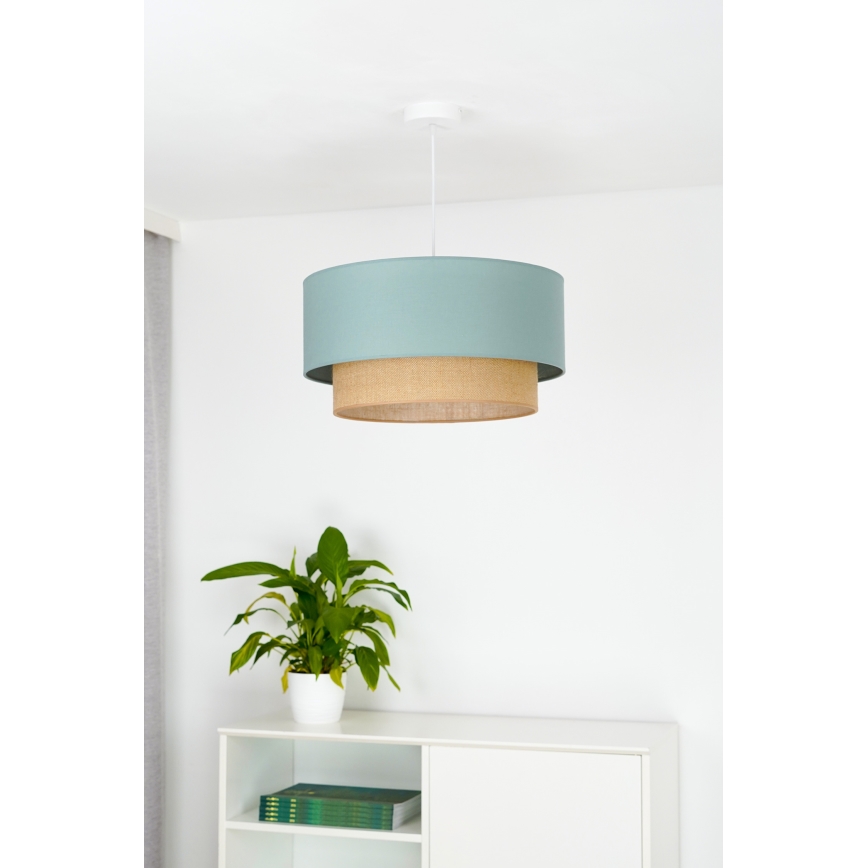 Duolla - Lustr na lanku BOHO 1xE27/15W/230V pr. 45 cm zelená/hnědá