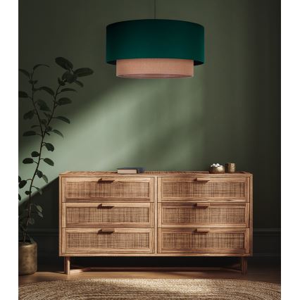 Duolla - Lustr na lanku BOHO 1xE27/15W/230V pr. 45 cm zelená/hnědá