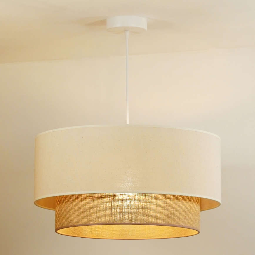 Duolla - Lustr na lanku BOHO 1xE27/15W/230V pr. 60 cm béžová/hnědá