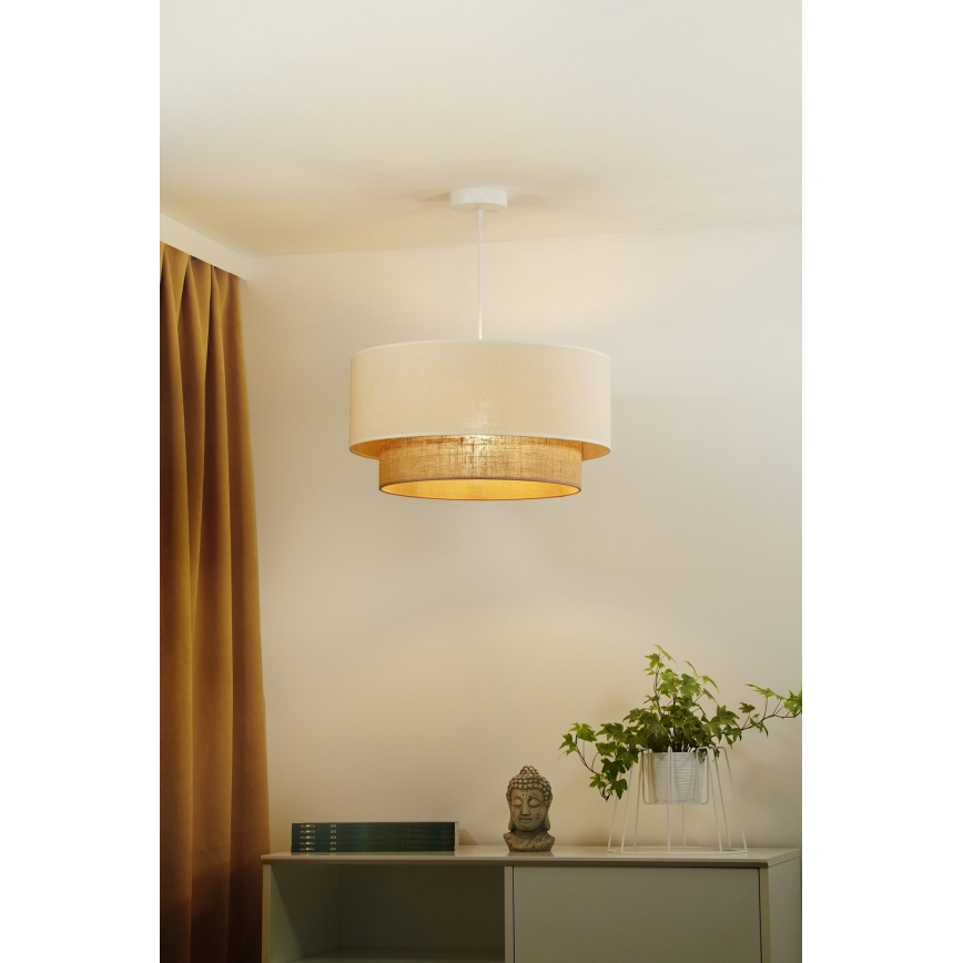 Duolla - Lustr na lanku BOHO 1xE27/15W/230V pr. 60 cm béžová/hnědá