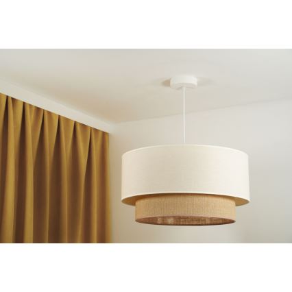 Duolla - Lustr na lanku BOHO 1xE27/15W/230V pr. 60 cm béžová/hnědá