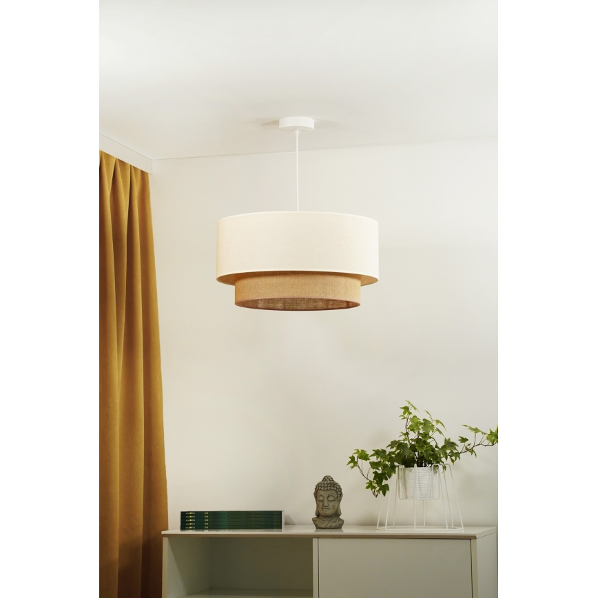 Duolla - Lustr na lanku BOHO 1xE27/15W/230V pr. 60 cm béžová/hnědá
