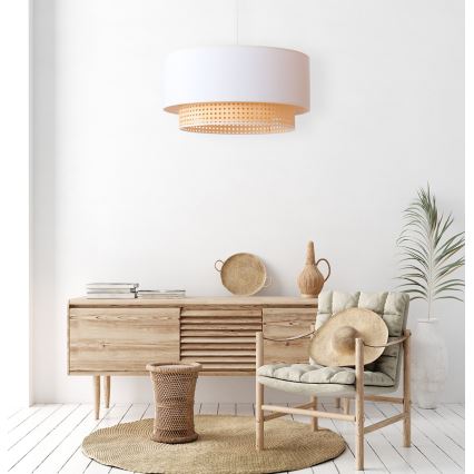 Duolla - Lustr na lanku BOHO 1xE27/15W/230V pr. 60 cm krémová/ratan