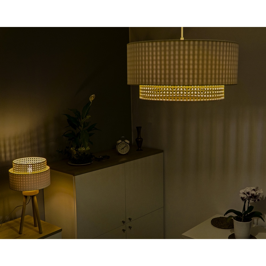 Duolla - Lustr na lanku BOHO 1xE27/15W/230V pr. 60 cm krémová/ratan