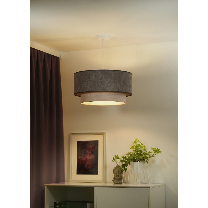 Duolla - Lustr na lanku BOHO ECO RECYCLING 1xE27/15W/230V pr. 45 cm hnědá/krémová