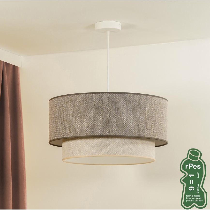 Duolla - Lustr na lanku BOHO ECO RECYCLING 1xE27/15W/230V pr. 45 cm hnědá/krémová
