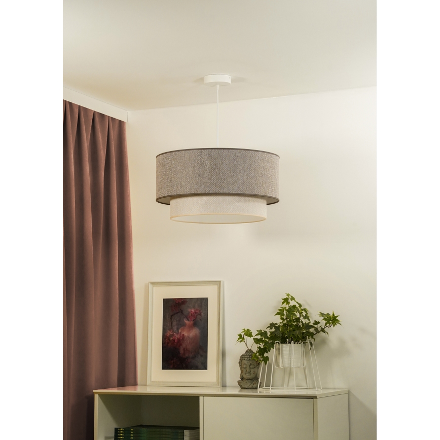 Duolla - Lustr na lanku BOHO ECO RECYCLING 1xE27/15W/230V pr. 45 cm hnědá/krémová