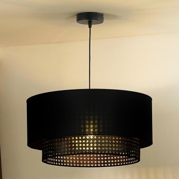 Duolla - Lustr na lanku BOHO RATTAN 1xE27/15W/230V pr. 45 cm černá