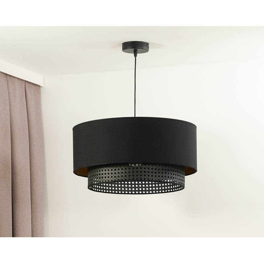 Duolla - Lustr na lanku BOHO RATTAN 1xE27/15W/230V pr. 45 cm černá