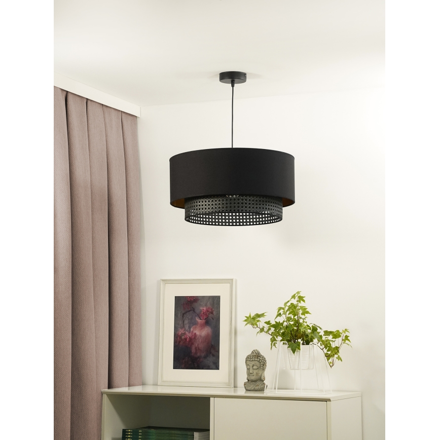 Duolla - Lustr na lanku BOHO RATTAN 1xE27/15W/230V pr. 45 cm černá