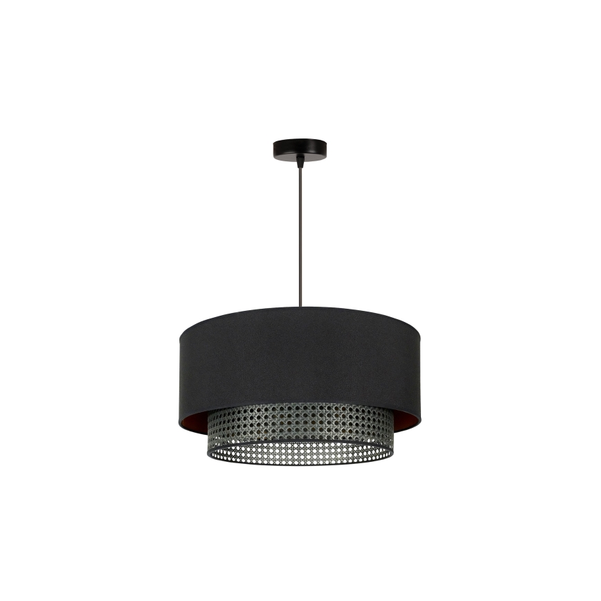 Duolla - Lustr na lanku BOHO RATTAN 1xE27/15W/230V pr. 45 cm černá