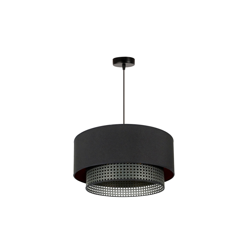 Duolla - Lustr na lanku BOHO RATTAN 1xE27/15W/230V pr. 45 cm černá