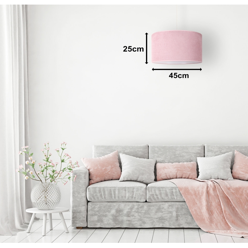 Duolla - Lustr na lanku BRISTOL 1xE27/15W/230V pr. 45 cm růžová/bílá