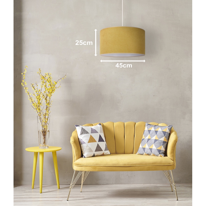 Duolla - Lustr na lanku BRISTOL 1xE27/15W/230V pr. 45 cm žlutá/bílá