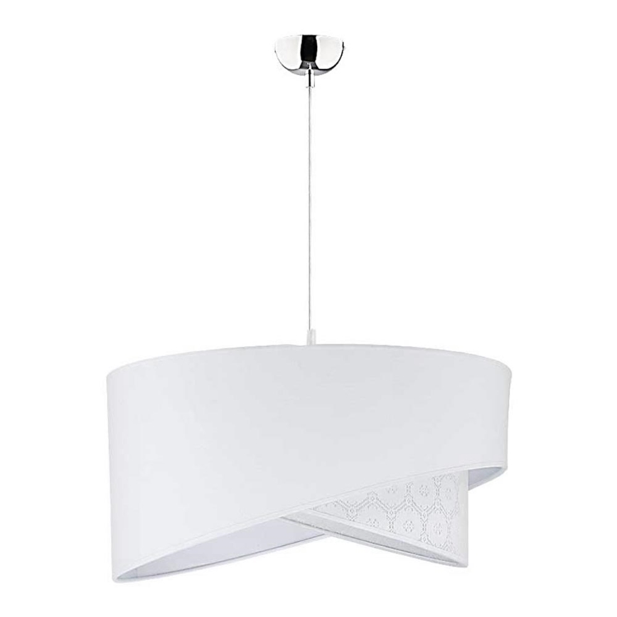 Duolla - Lustr na lanku CELLO 1xE27/40W/230V pr. 45 cm bílá/krajka
