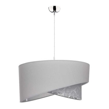 Duolla - Lustr na lanku CELLO 1xE27/40W/230V pr. 45 cm šedá/krajka