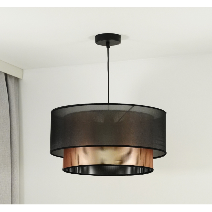 Duolla - Lustr na lanku COPPER SHINY 1xE27/15W/230V pr. 45 cm hnědá/měděná