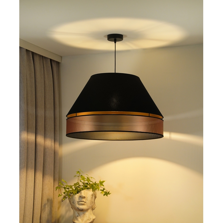 Duolla - Lustr na lanku COPPER SHINY 1xE27/15W/230V pr. 60 cm černá/měděná