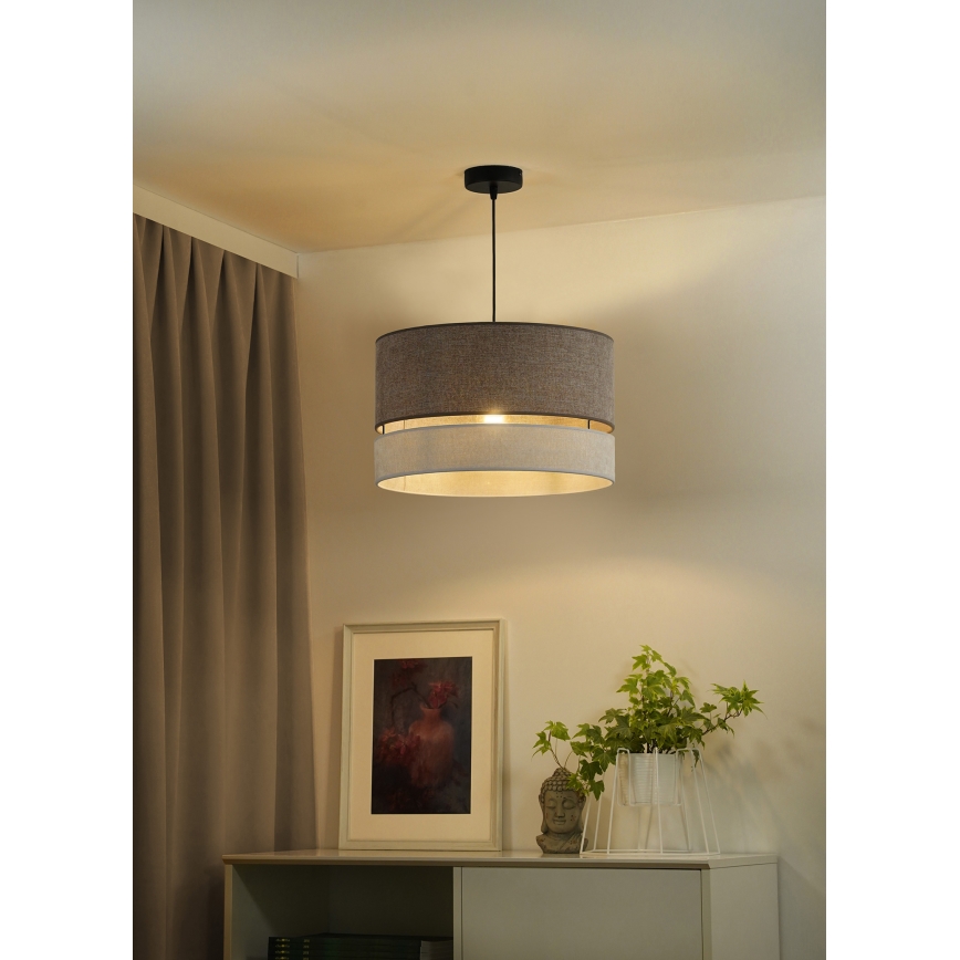 Duolla - Lustr na lanku DOUBLE 1xE27/15W/230V pr. 40 cm hnědá/šedá