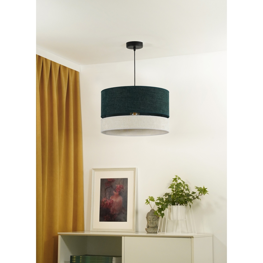 Duolla - Lustr na lanku DOUBLE 1xE27/15W/230V pr. 40 cm zelená/šedá