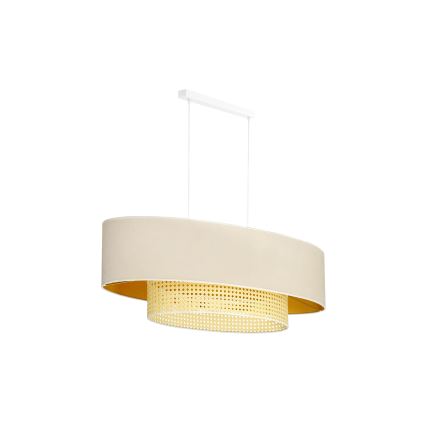 Duolla - Lustr na lanku DOUBLE OVAL RATTAN 2xE27/15W/230V krémová/ratan