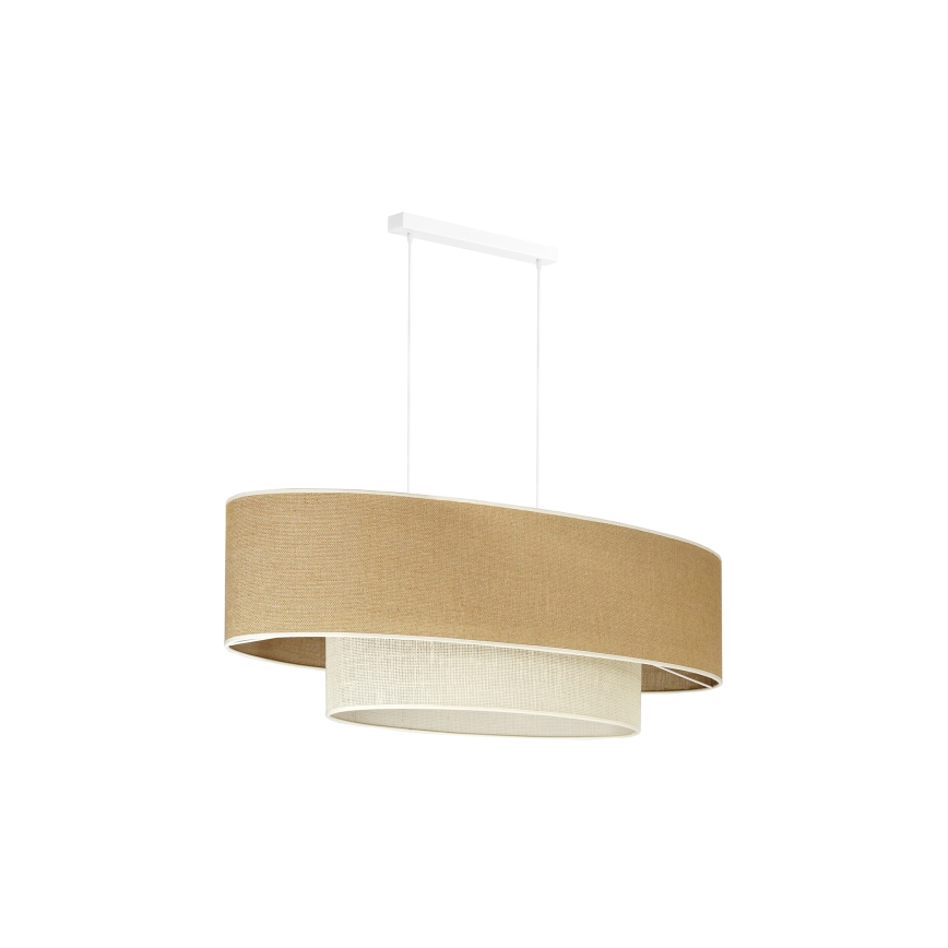 Duolla - Lustr na lanku DOUBLE OVAL YUTE 2xE27/15W/230V hnědá/krémová